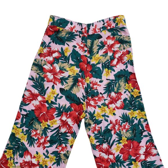 Anthropologie XIX Palms Floral Wide Leg Pants Womens 2 Pink High Rise Tropical - Picture 8 of 10